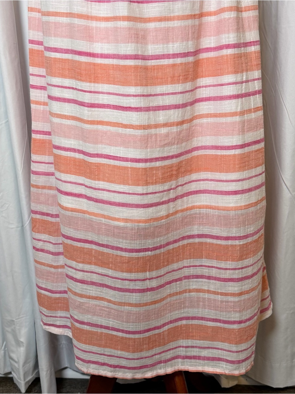 Roller Rabbit Kirsten Dress East Hampton Stripe Pink Cotton Smocked Midi Large - Picture 12 of 16